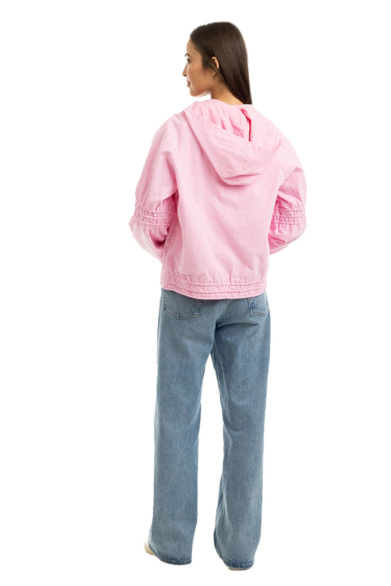 Women's Pink Lightweight Hooded Jacket Wholesale