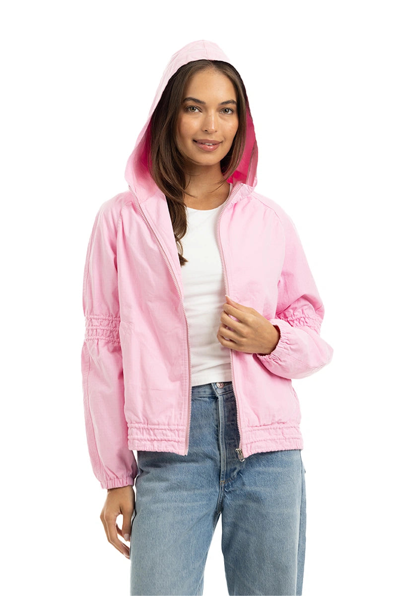 Women's Pink Lightweight Hooded Jacket Wholesale