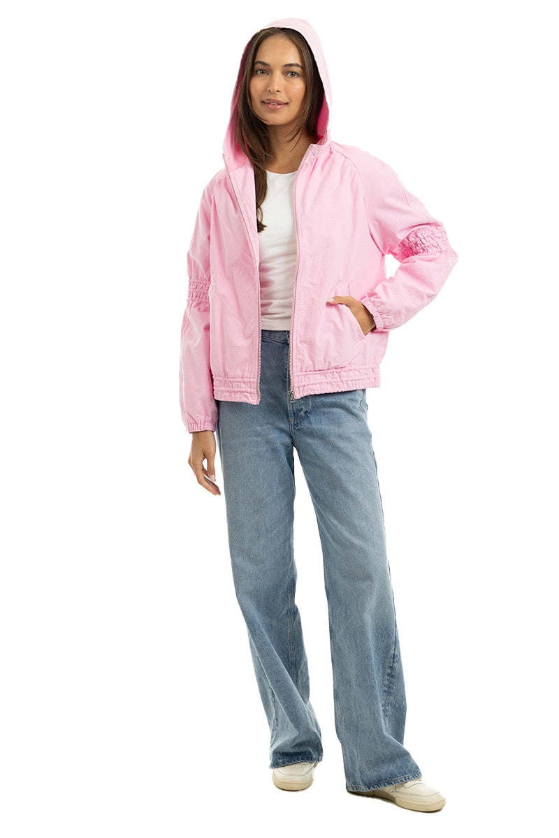 Women's Pink Lightweight Hooded Jacket Wholesale