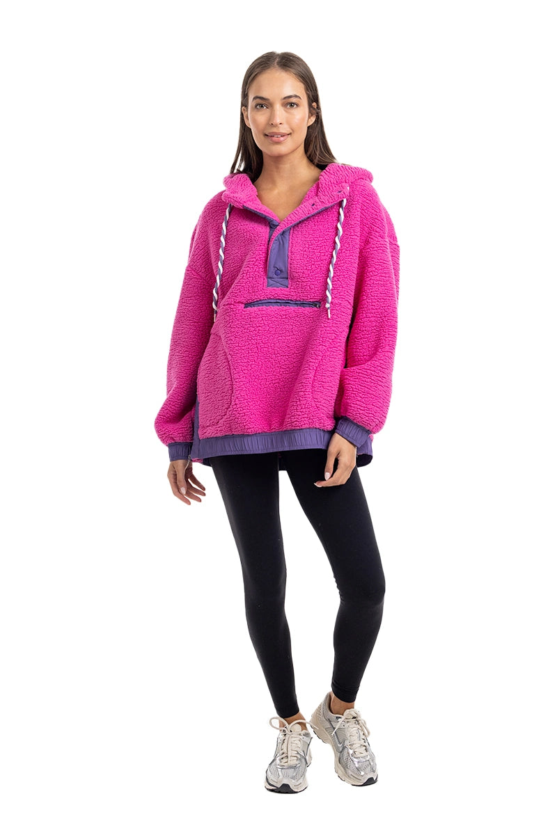 Hot Pink Wholesale Two-Toned Fleece Pullover