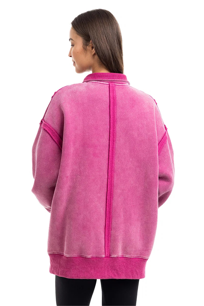 Hot Pink Vintage Wash Wholesale Pullover for Ladies
