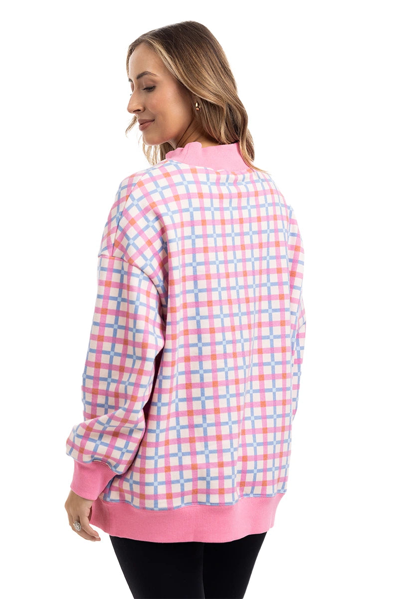 Merry & Bright Plaid Wholesale Mockneck Pullover