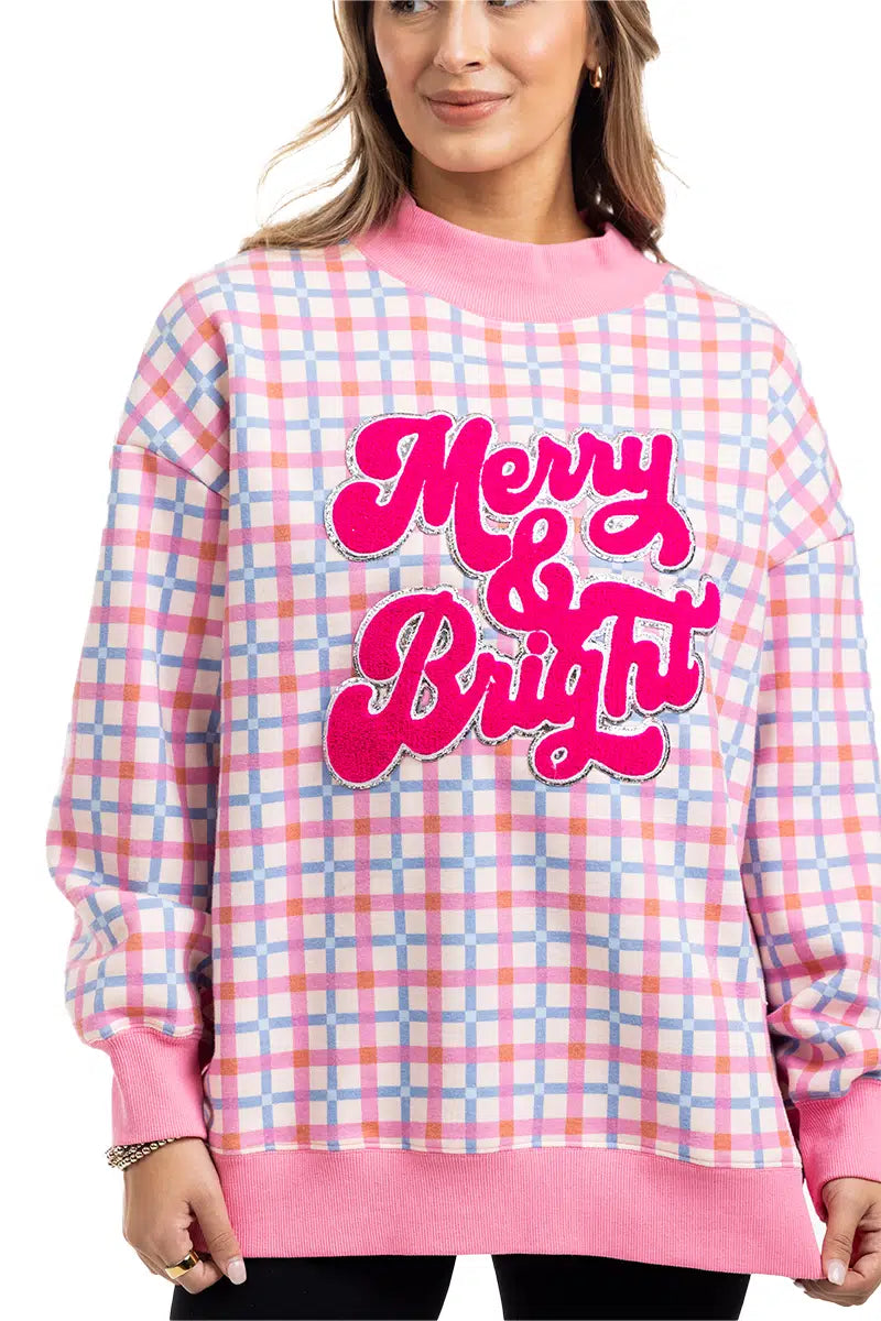 Merry & Bright Plaid Wholesale Mockneck Pullover