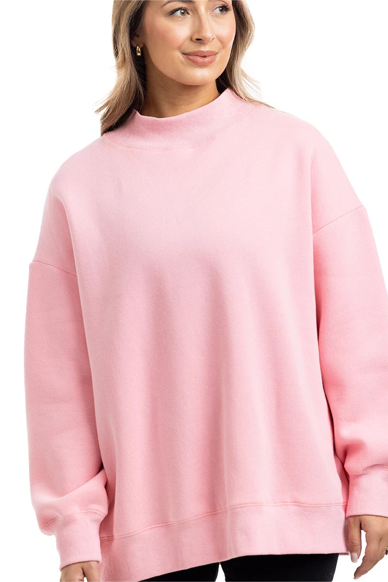 Pink Mockneck Wholesale Sweatshirt Women