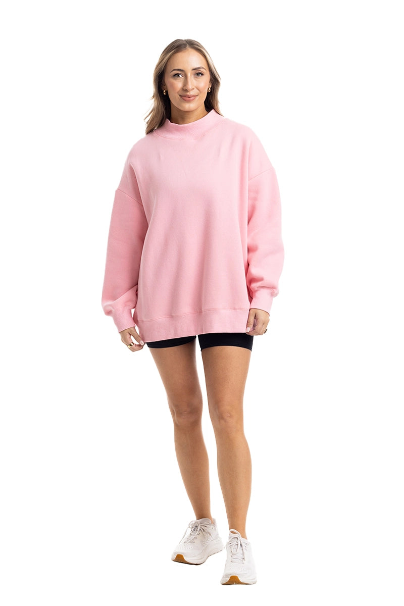 Pink Mockneck Wholesale Sweatshirt Women