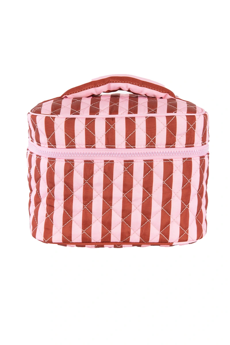 Pink and Wine Striped Wholesale Cosmetic Bag