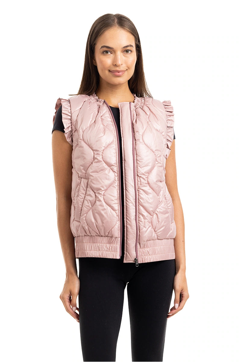 Blush Metallic Quilted Vest Wholesale
