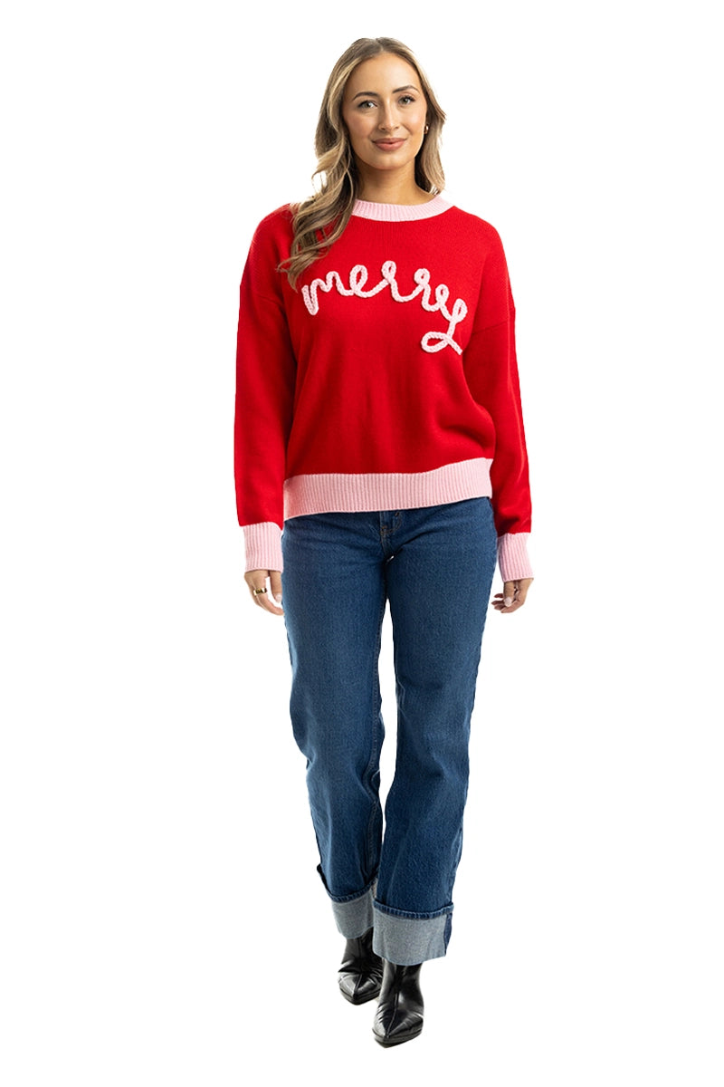 Merry Wholesale Embroidered Knit Sweater