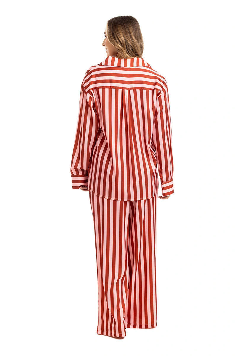 Blush Striped Satin Wholesale Women Matching Pajama Pants