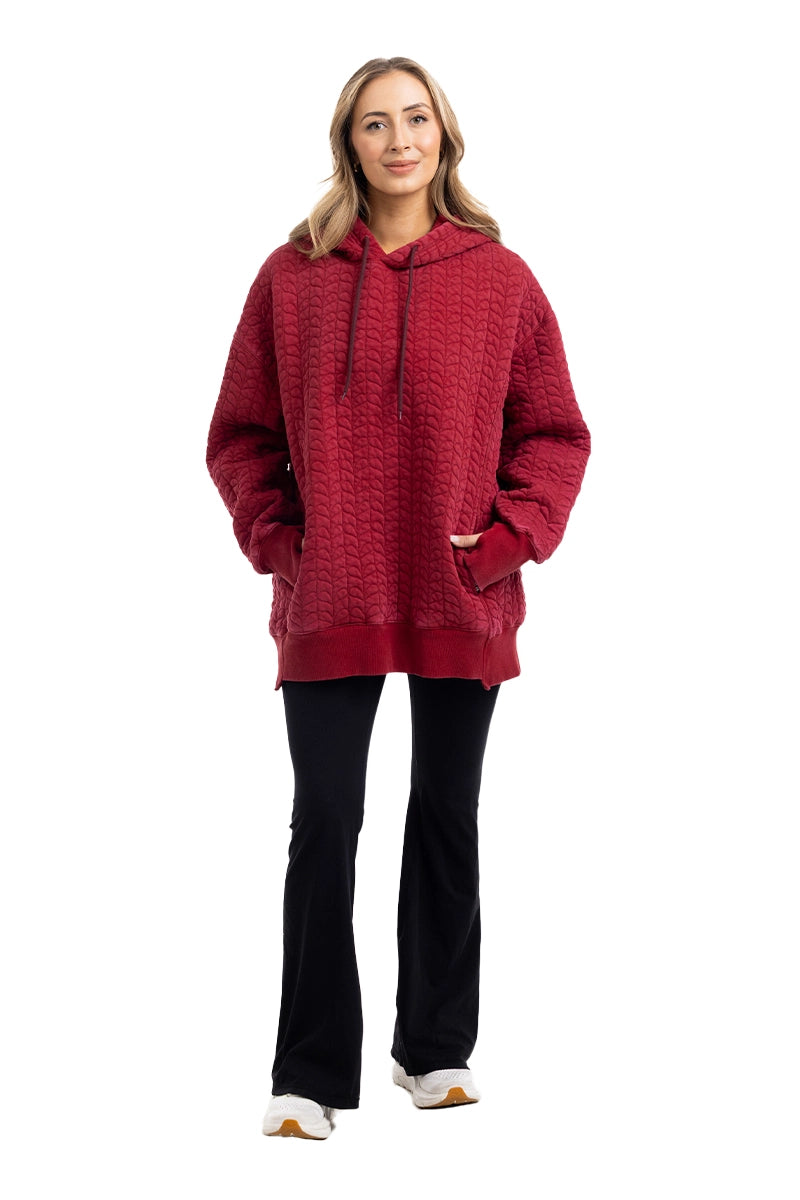 Red Heart Quilted Garment Washed Hoodie