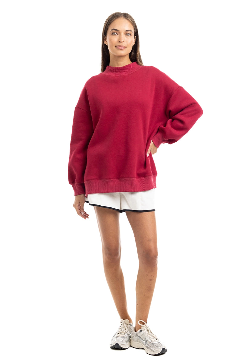 Red Essential Wholesale Mockneck Sweatshirt