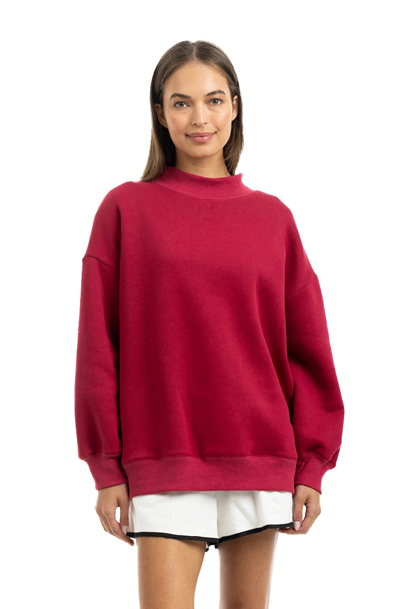 Red Essential Wholesale Mockneck Sweatshirt