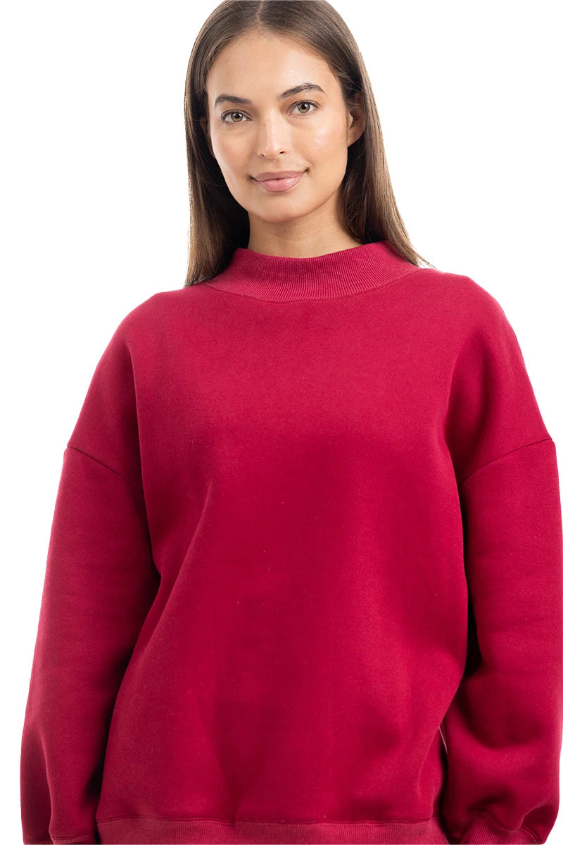 Red Essential Wholesale Mockneck Sweatshirt