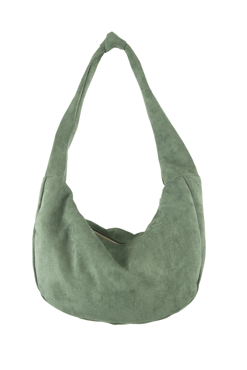Green Casual Suede Tote Bag