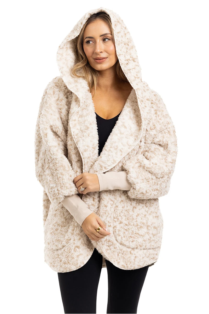 Snow Leopard Lightweight BODY WRAP with Hoodie and Pockets