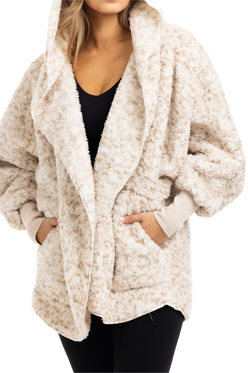 Snow Leopard Lightweight BODY WRAP with Hoodie and Pockets