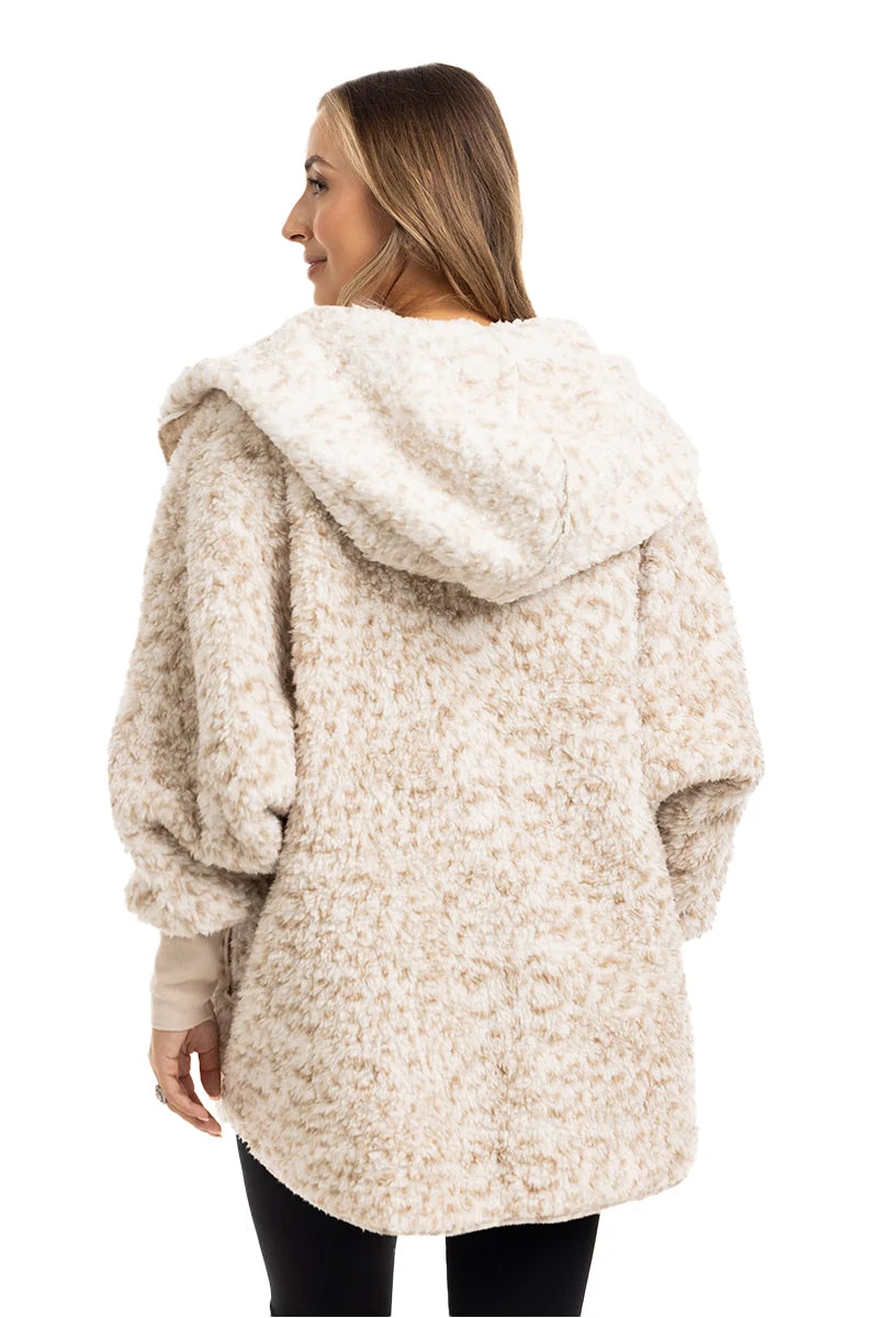 Snow Leopard Lightweight BODY WRAP with Hoodie and Pockets