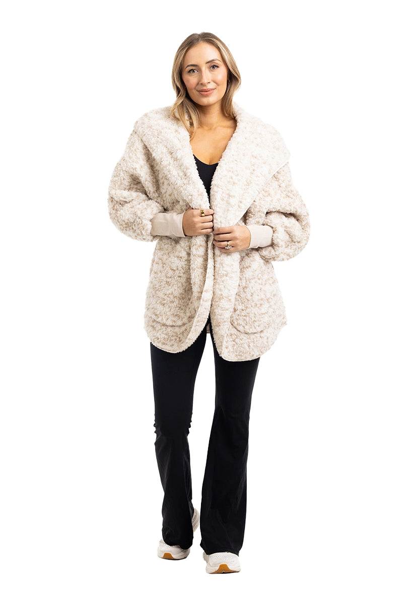Snow Leopard Lightweight BODY WRAP with Hoodie and Pockets