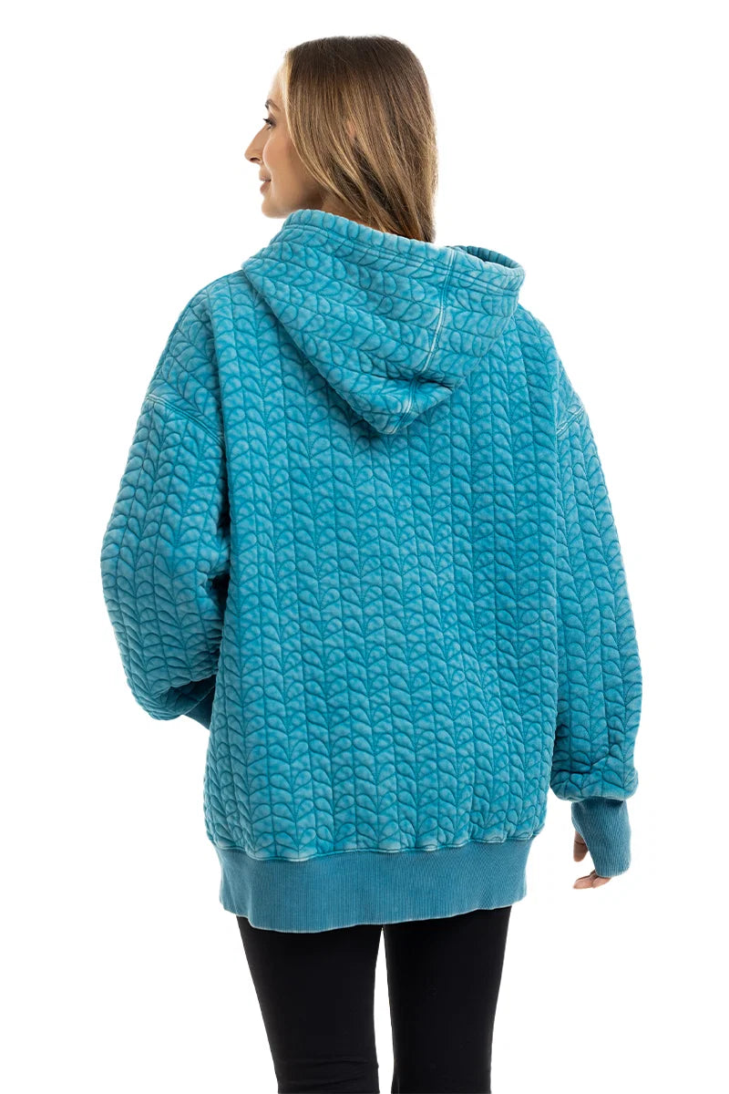 Deep Teal Wholesale Heart Quilted Pullover Hoodie