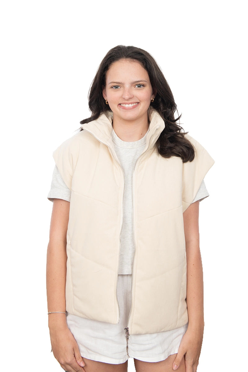 Off White Corduroy Wholesale Puffer Vest