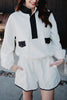 White & Black Quarter Snap Wholesale Athletic Sets for Women