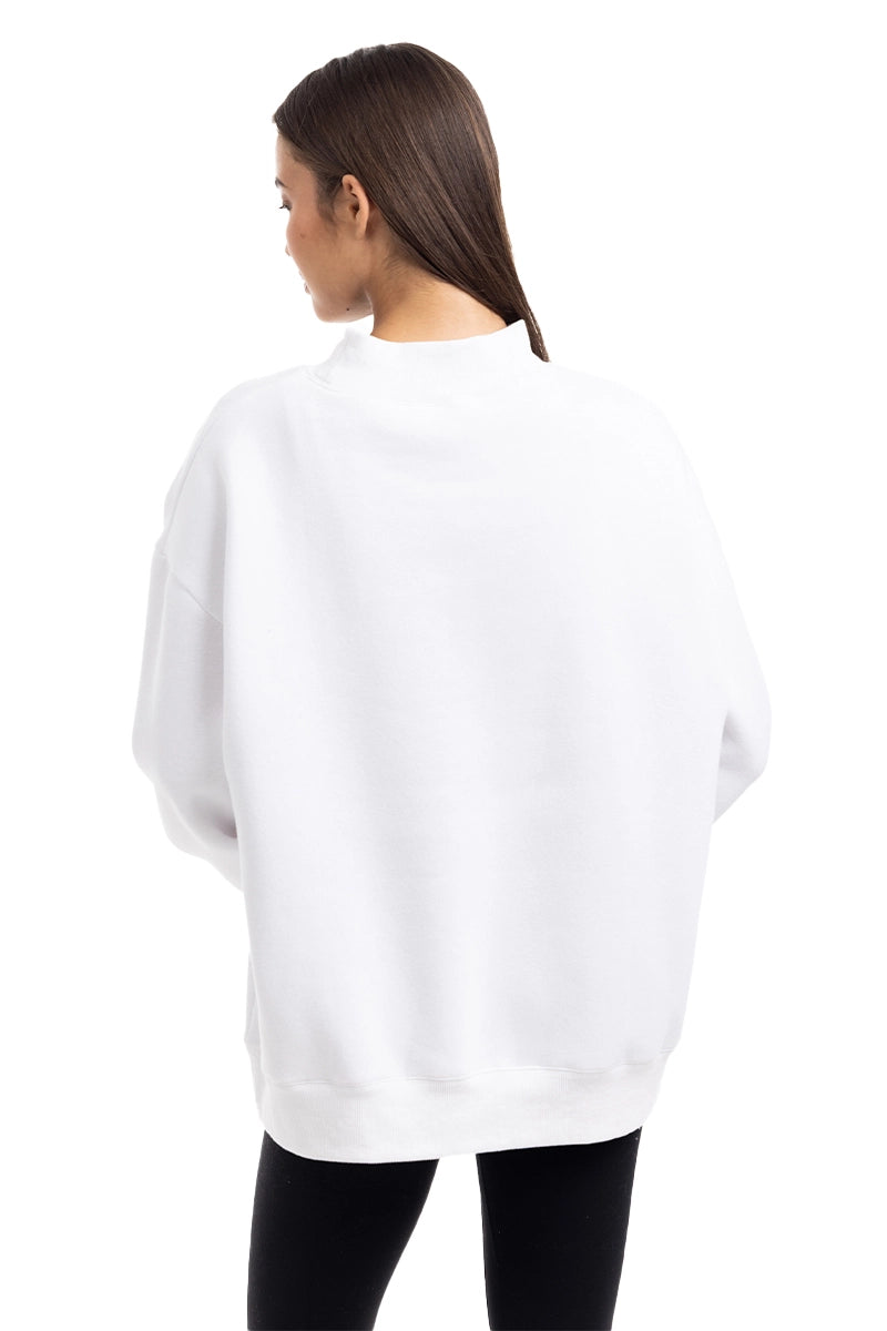 Cloud White Essential Wholesale Mockneck Crew