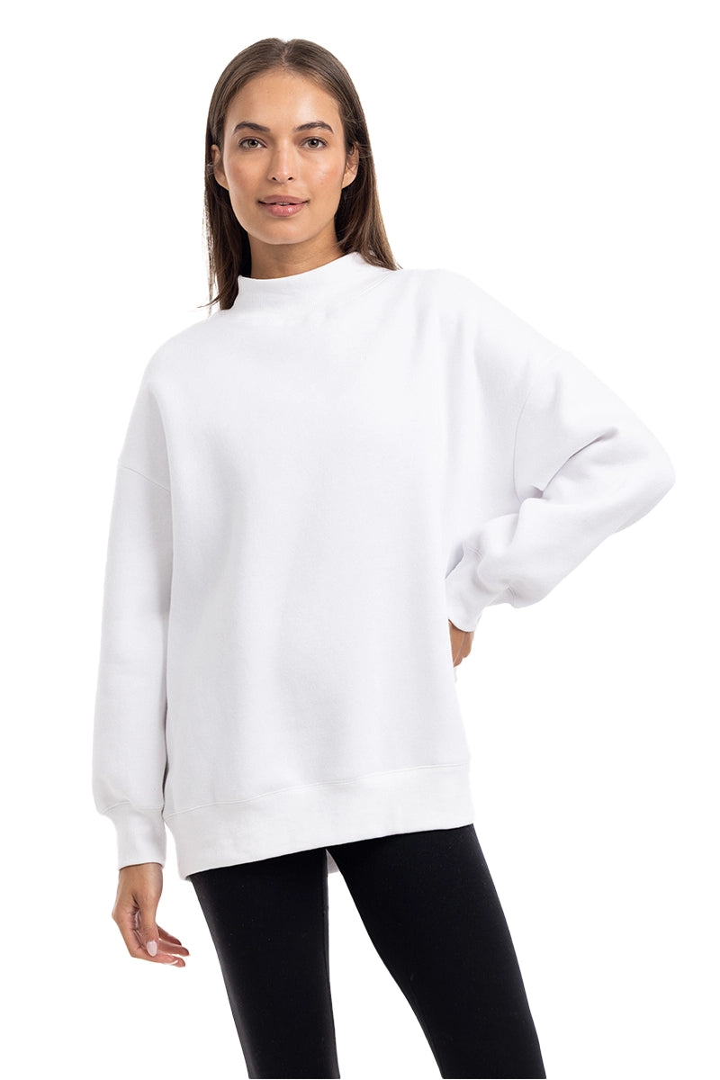 Cloud White Essential Wholesale Mockneck Crew