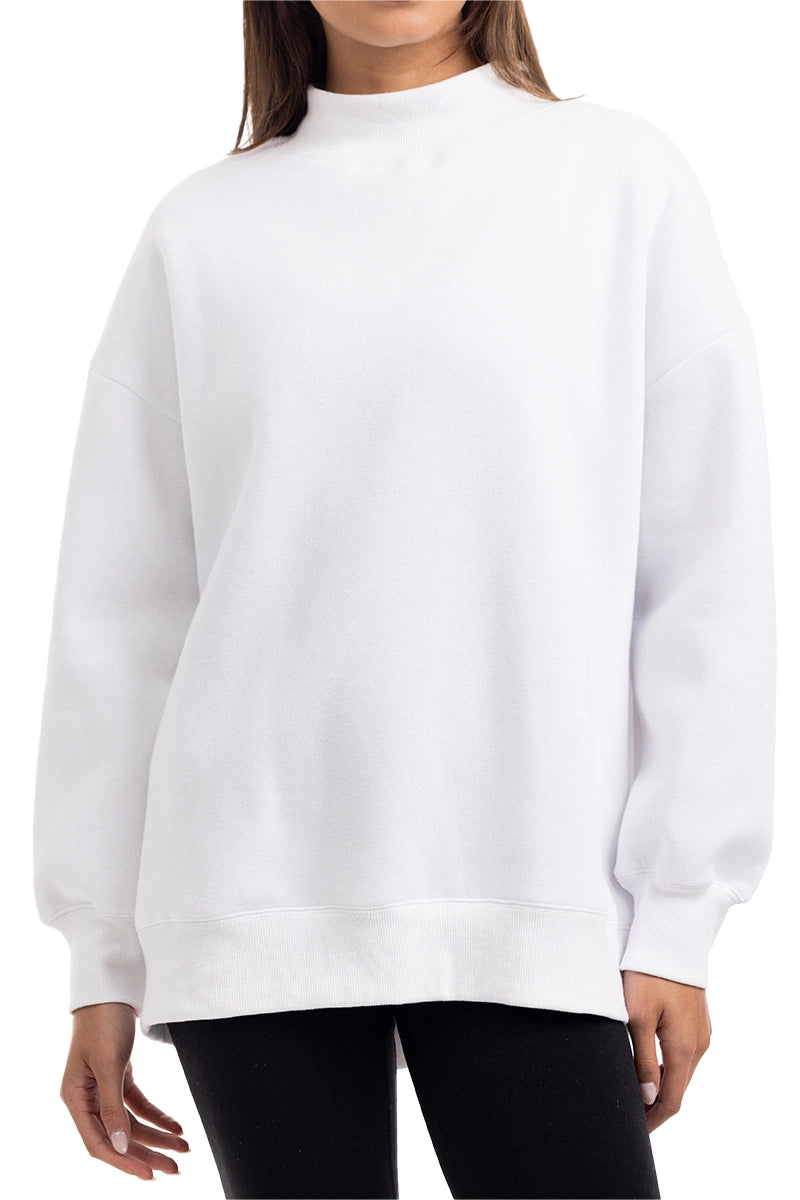 Cloud White Essential Wholesale Mockneck Crew