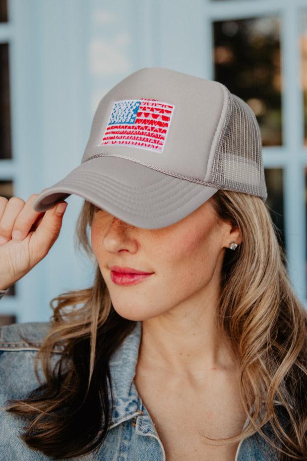 American Flag Wholesale Women's Foam Trucker Hat