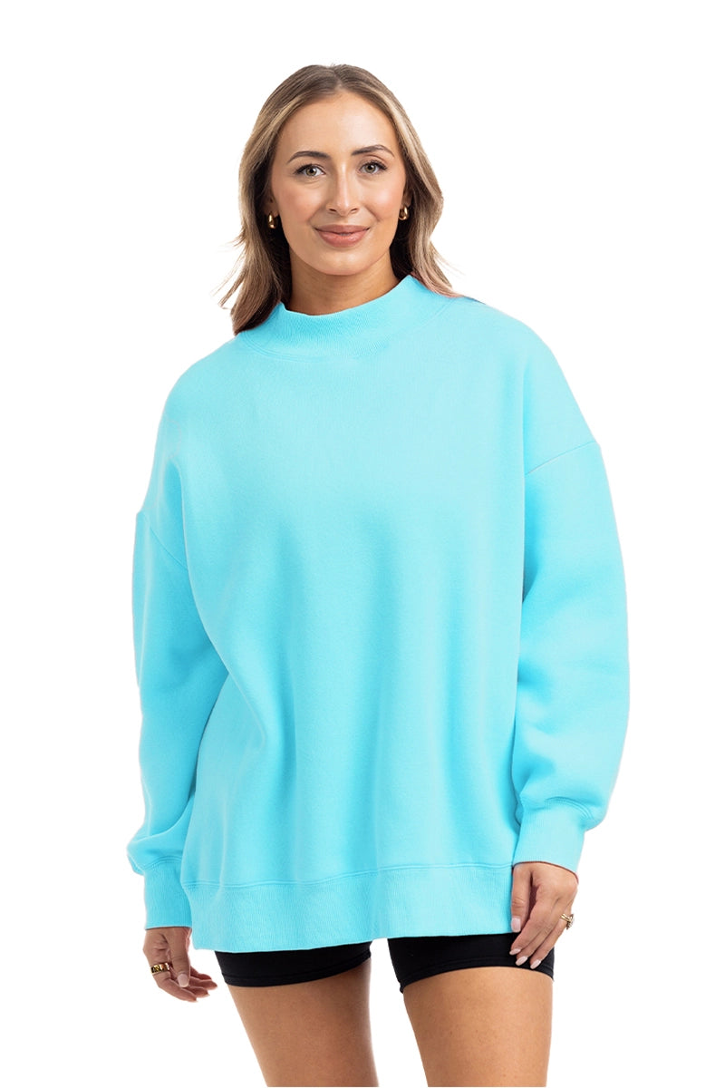 Aqua Essential Wholesale Mockneck Sweatshirt