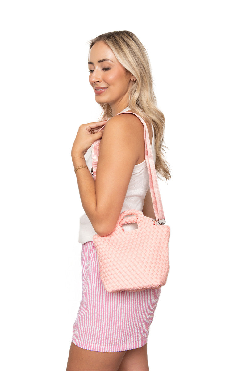 Light Pink Wholesale Woven Mini Bucket Bag