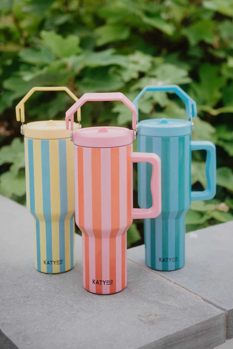 Cabana 38 Oz Jug Tumbler (Yellow and Aqua Striped)