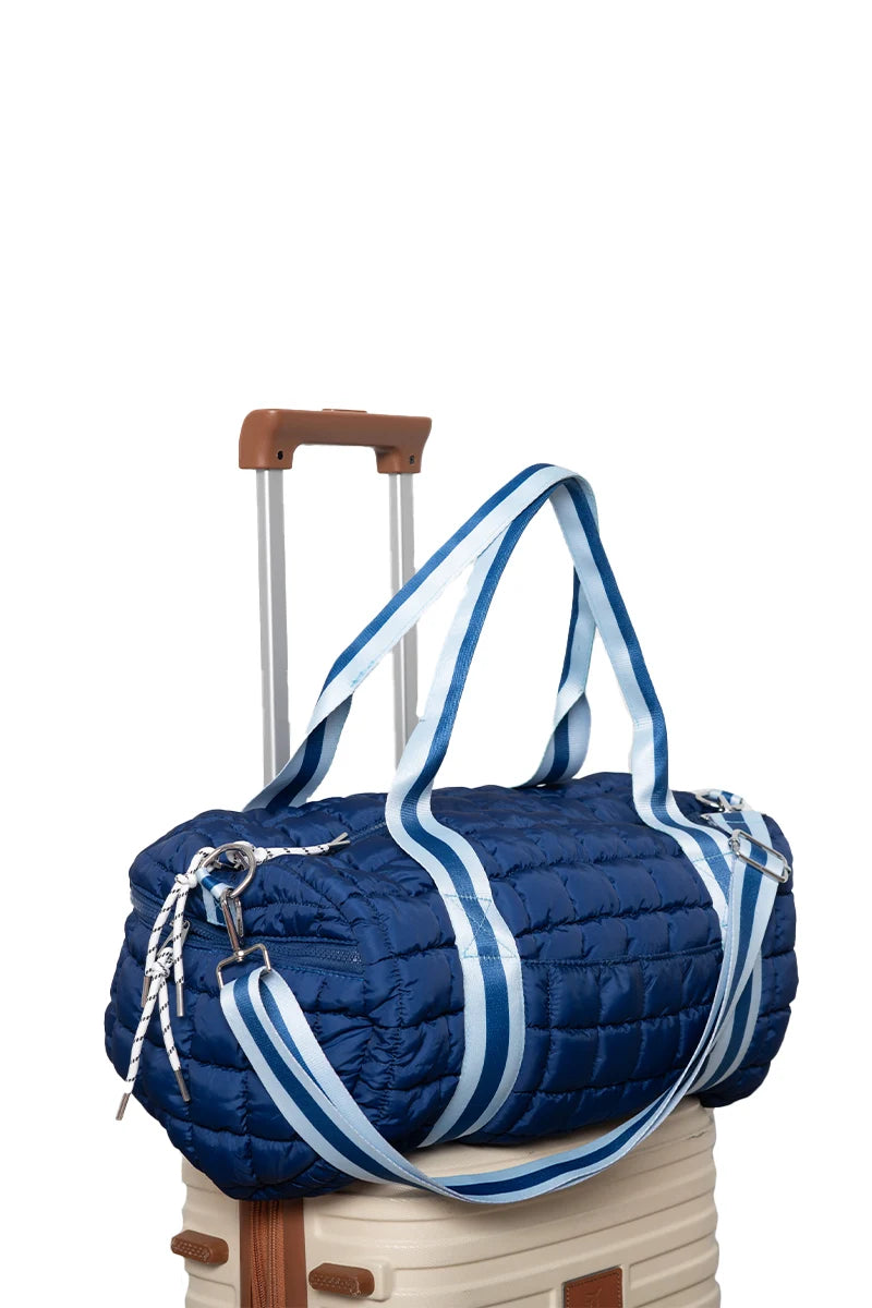 Navy Striped Wholesale Quilted Cute Duffel Bag