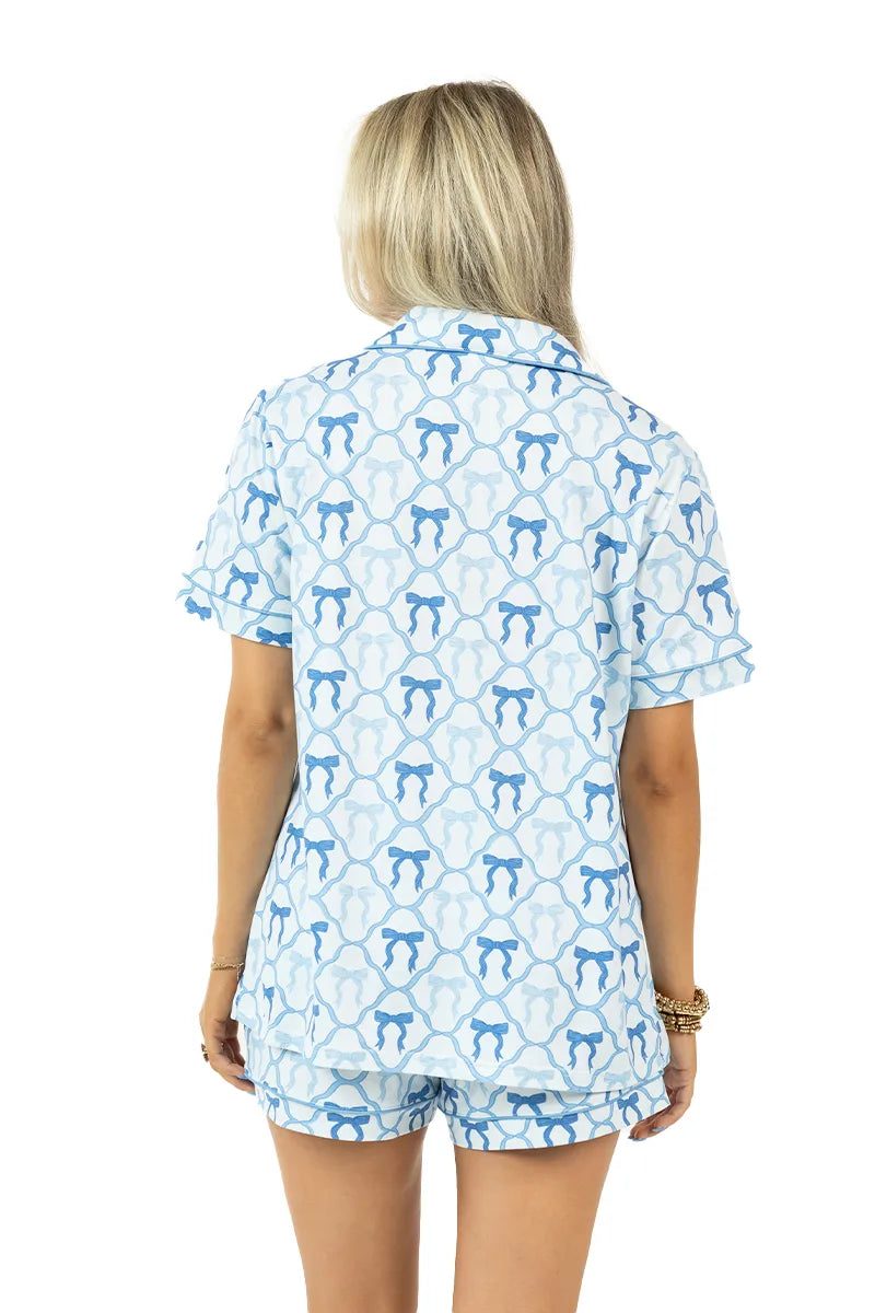 Light Blue Mini Bow Wholesale Pajamas Womens