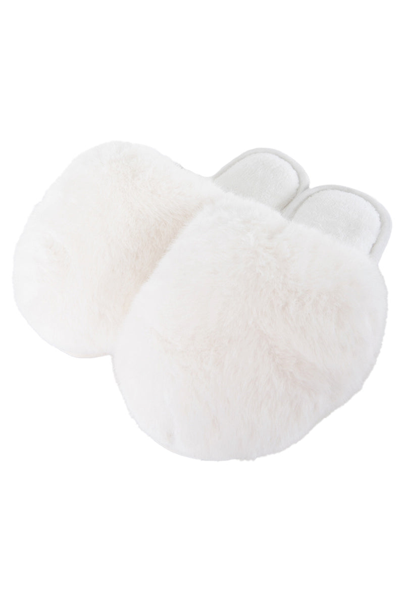 White Wholesale Faux Fur Jumbo Slippers