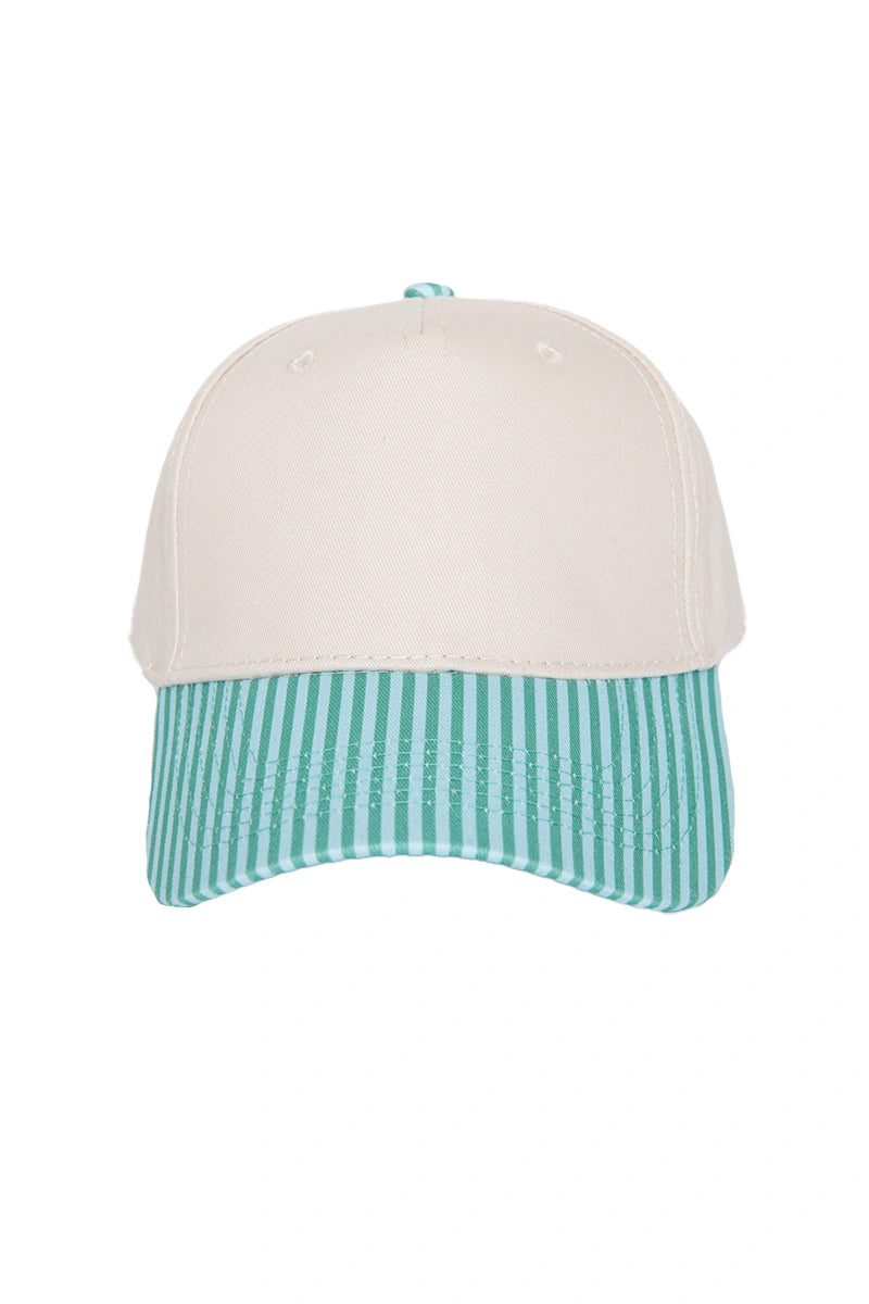 Aqua and Green Striped Wholesale Blank Vintage Hat
