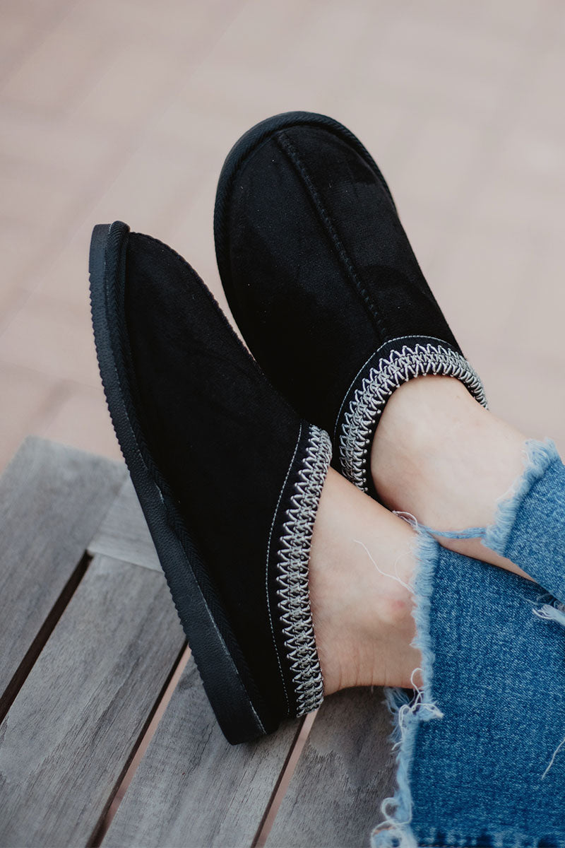Black Embroidered Women's Wholesale House Slippers