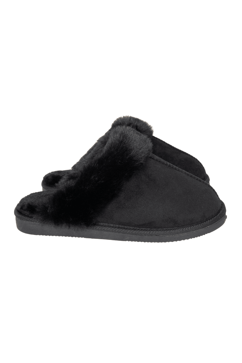 Black Faux Fur Women's Wholesale House Slippers