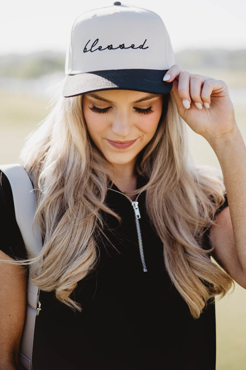 Blessed (Cursive) Wholesale Two-Toned Vintage Hat