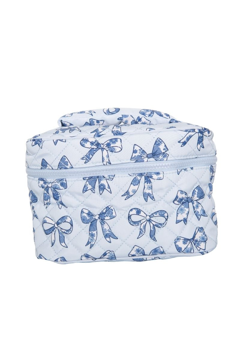 Light Blue Toile Bows Makeup Bag