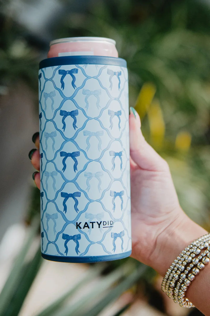 Blue Coquette Bows Wholesale Tall Can Cooler