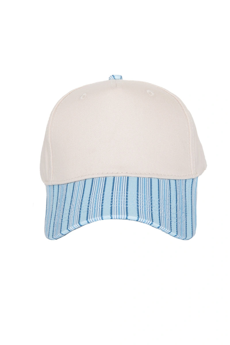 Light Blue Coastal Striped Blank Trucker Hat Wholesale