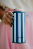Light Blue and Navy Striped Slim Can Cooler