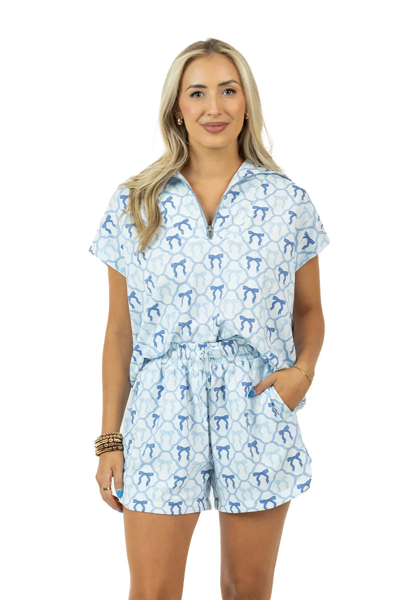 Light Blue Mini Bows Wholesale Athleisure Sets Clothing
