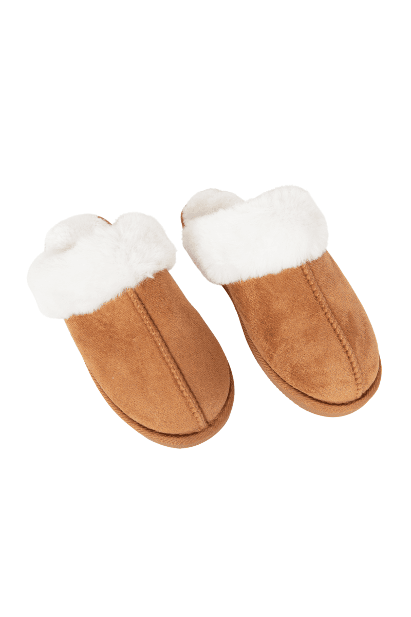 Chestnut Faux Fur Wholesale Slip-On House Shoes