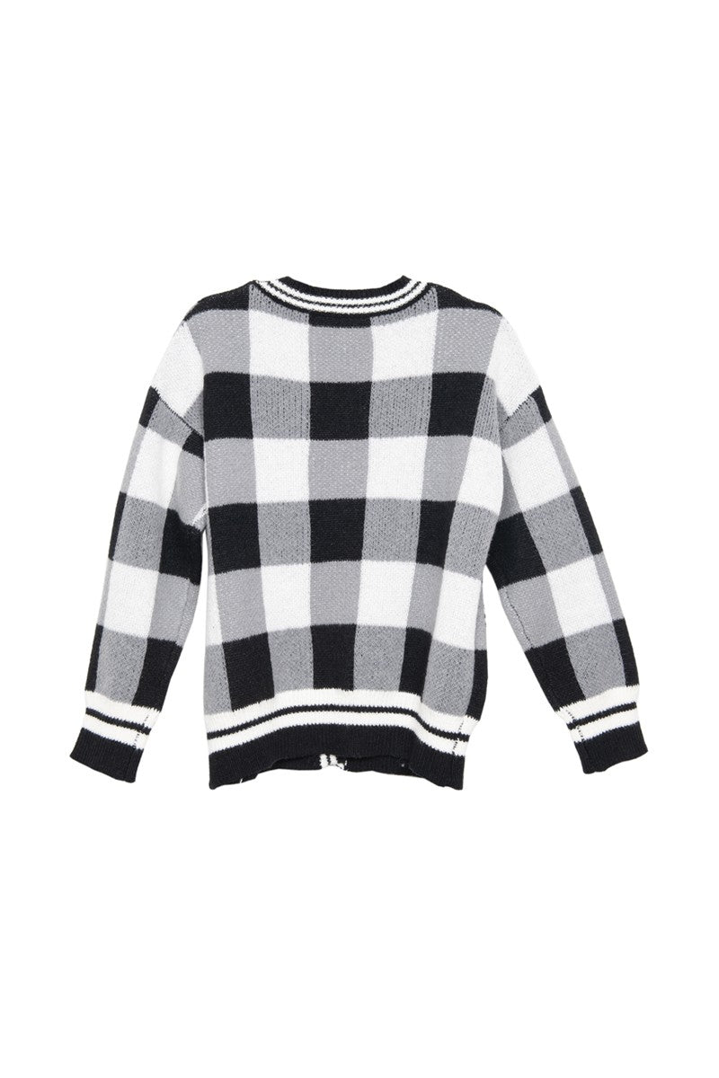 Open Front Wholesale Plaid Gold Cardigan