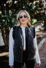 Charcoal Garment Washed Quilted Ruffle Sleeve Vests