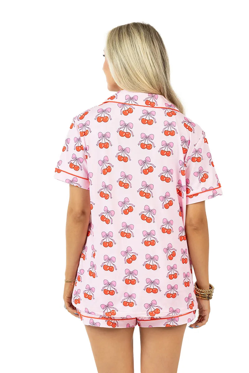 Cherry Bow Repeat Wholesale Pajama Loungewear