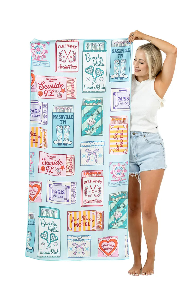 Traveling Matchbook Wholesale Microfiber Reversible Beach Towels