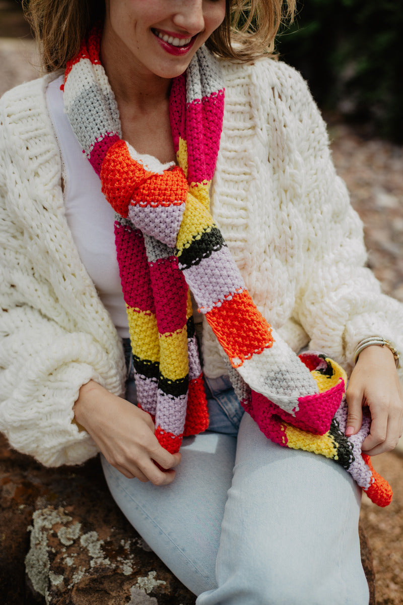 Neon Stripes Wholesale Crochet Knitted Scarf
